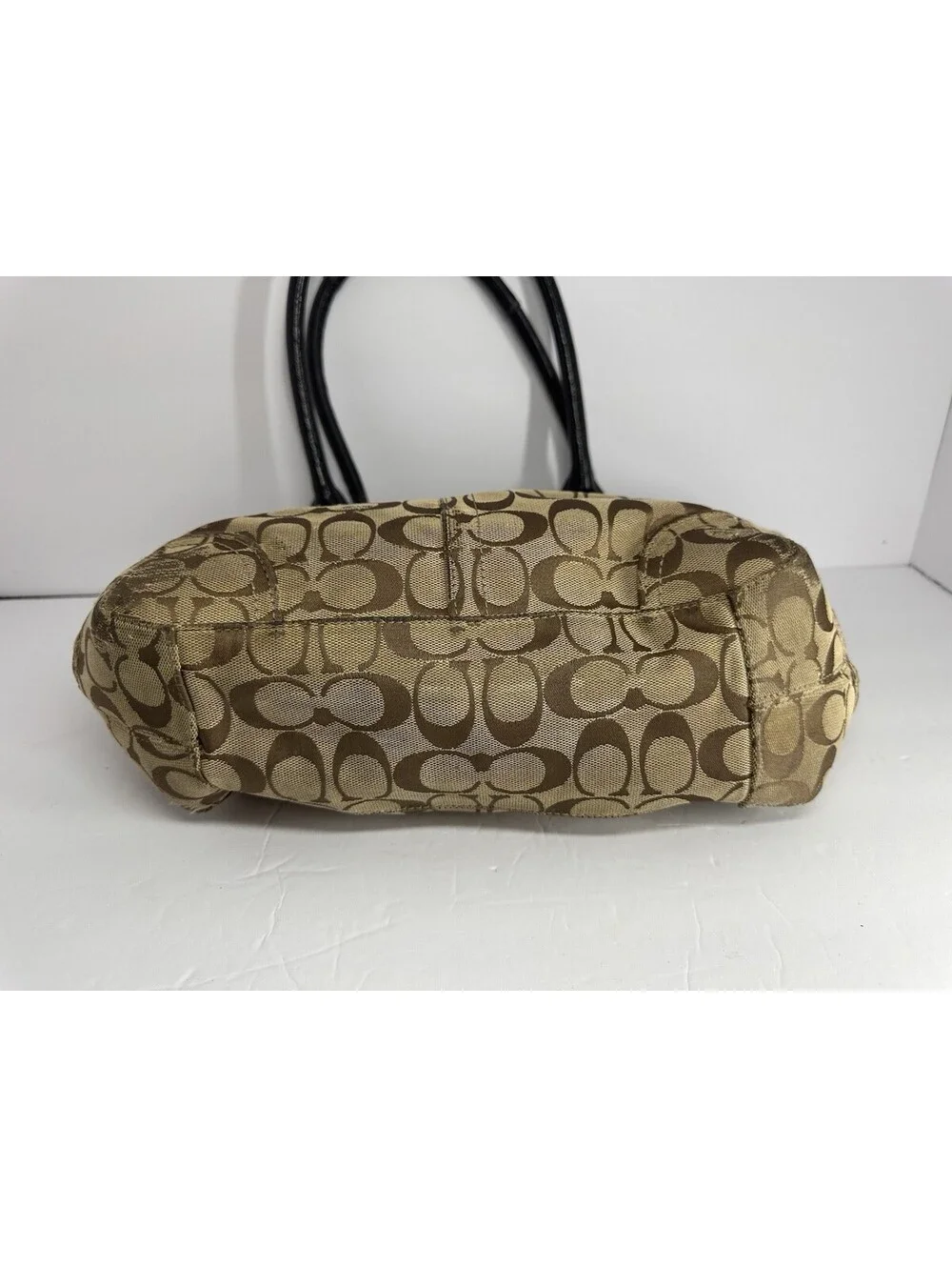 Coach Signature Jacquard Bleeker Tote Bag - Tan with Black Leather Trim